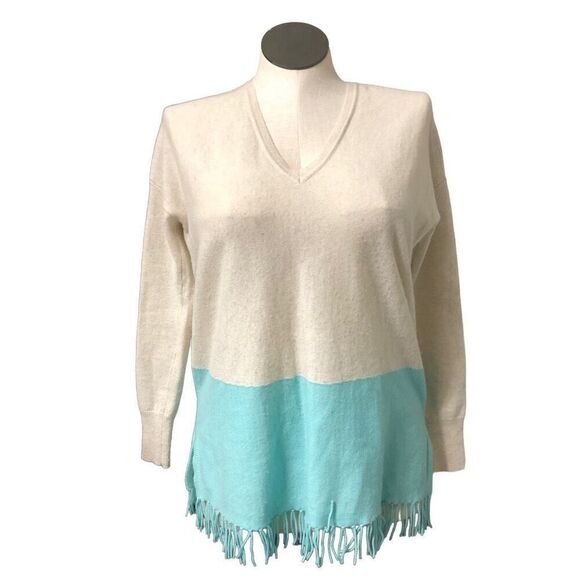 Lilly Pulitzer Womens Alessandra Cashmere Sweater XXS/XS Serene Blue Oatmeal - Picture 1 of 11